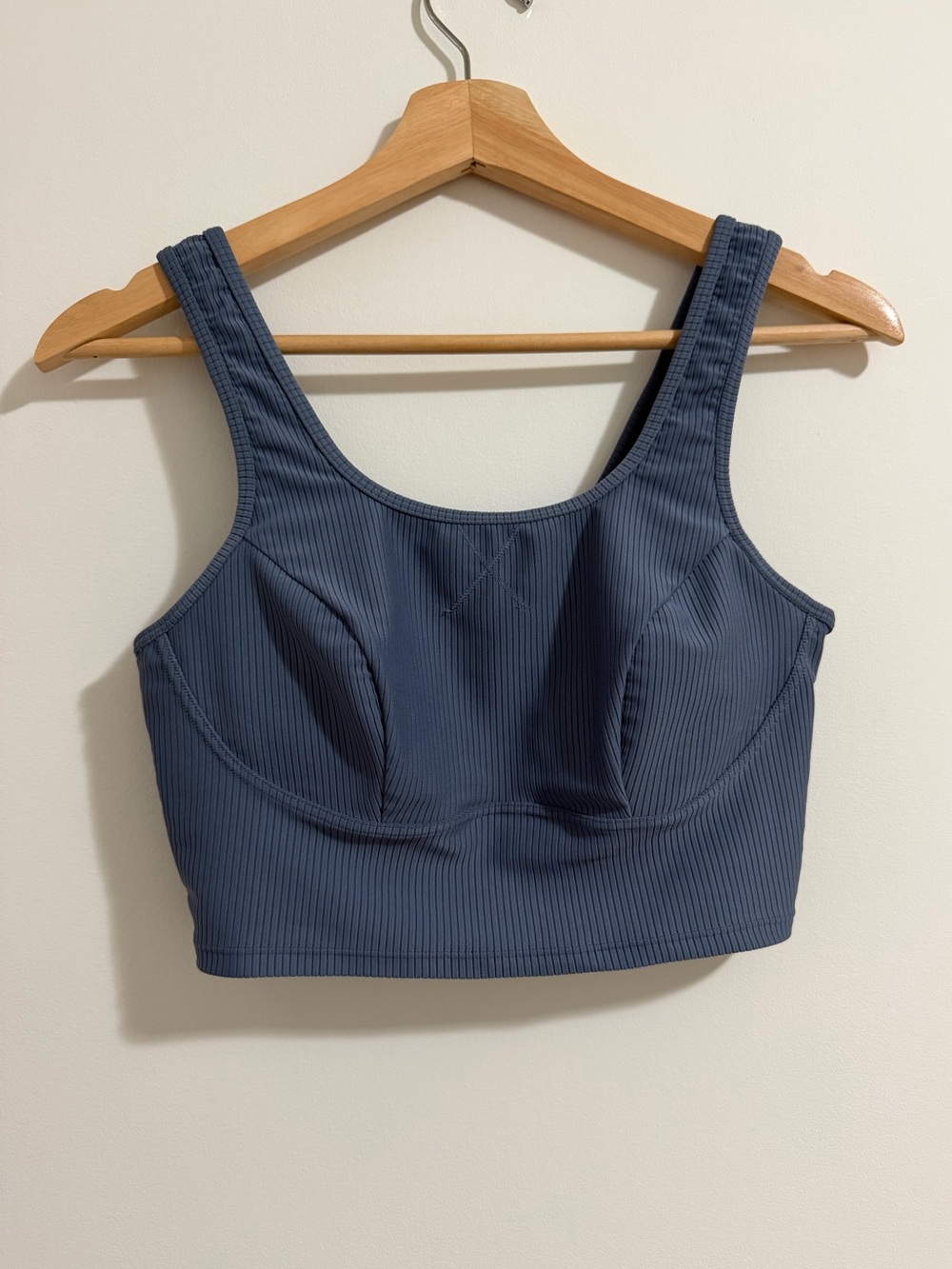 La Vie En Rose Ribbed Support Crop Top - Slate Blue